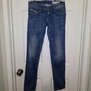 DIESEL WOMEN'S JEANS GETLEGG STRETCH W28 L32 SLIM SKINNY LOW BLUE DENIM